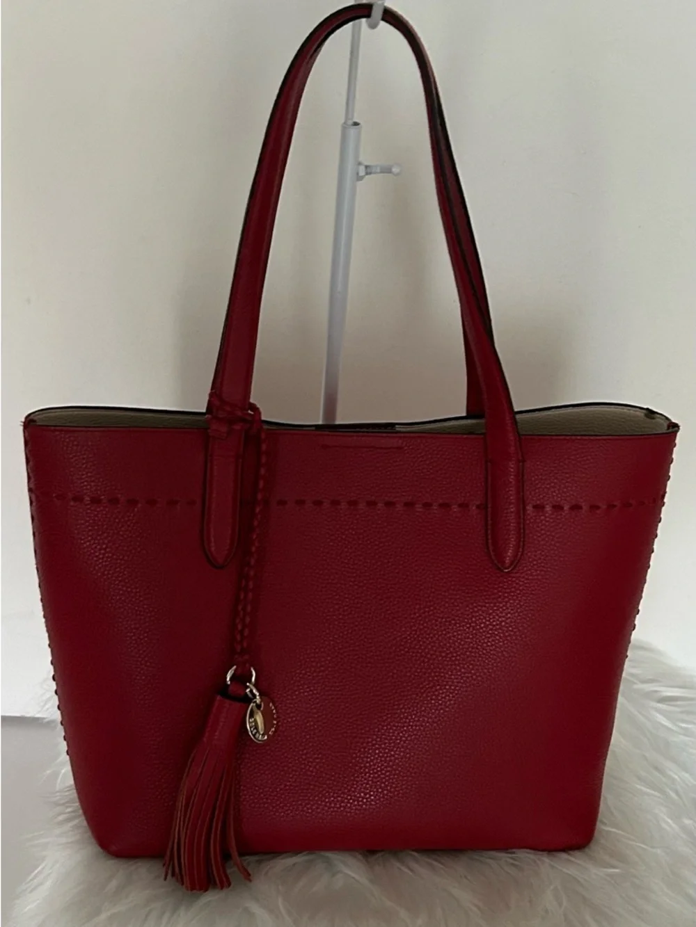 Cole Haan Red Leather Shoulder bag structured tote bag everyday
